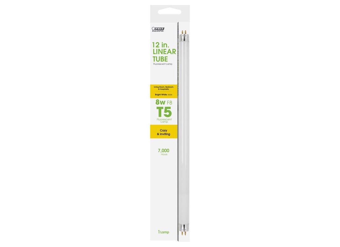 Fluorescent Bulb 8 W T5 0.63" D X 12" L Bright White Speciality 3000 K Frosted