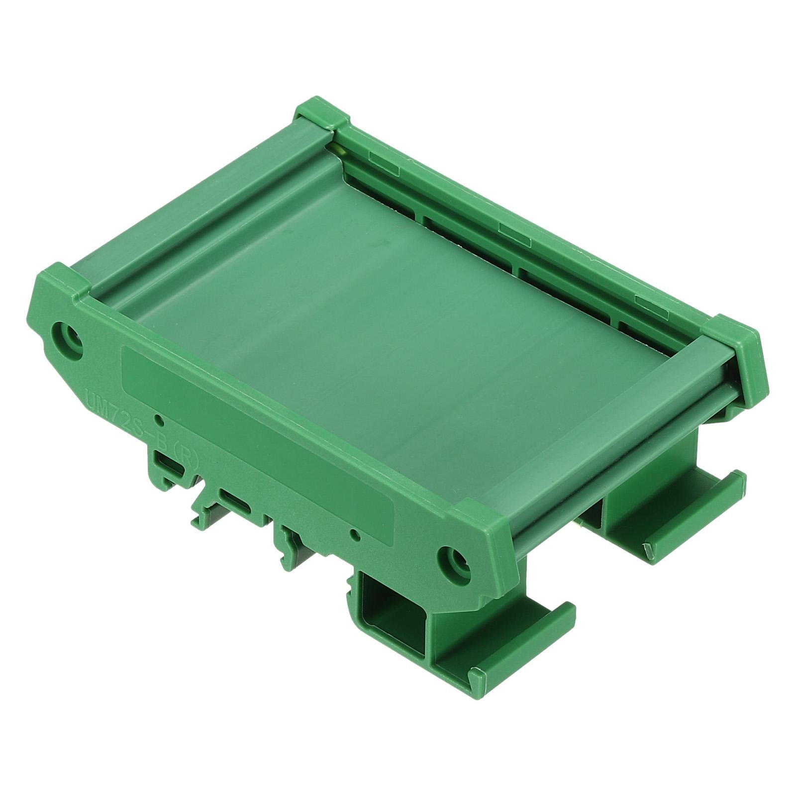 DIN Rail Mount Carrier for 55mm x 72mm PCB, Housing, Bracket, Green