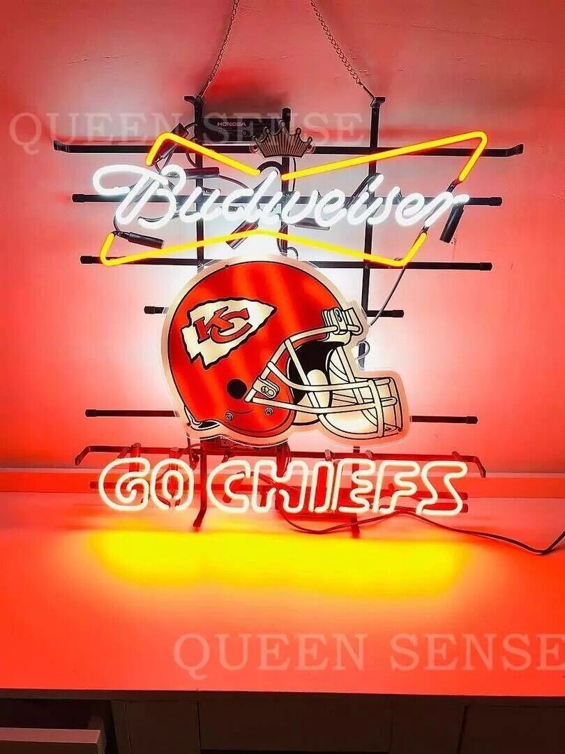 Kansas City Chiefs Helmet Go Chiefs Beer Neon Sign 24"x20" Lamp Light Bar Club
