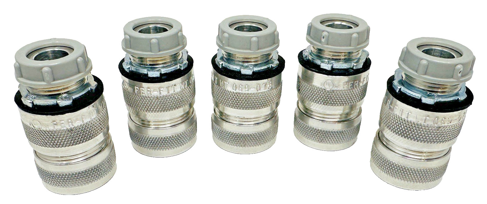 5 each, New 3/4" Per-Fit WT 083-075 Aluminum Armored Cable Connector .620-.690