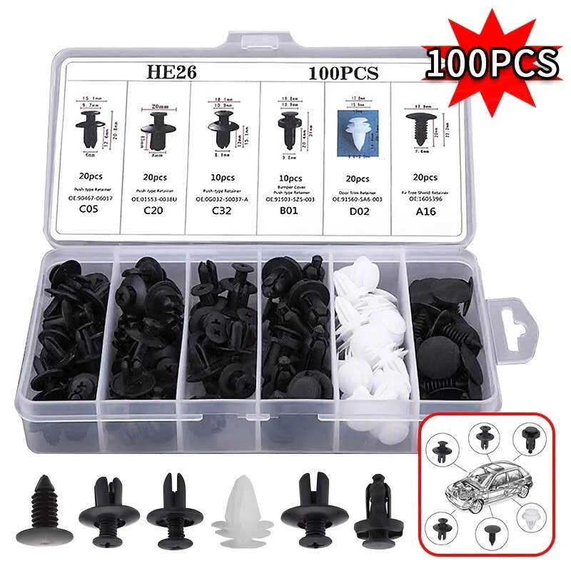 Set Car Body Bumper Rivet Retainer Trim Molding Push Pin Clip Assortments Fit+++