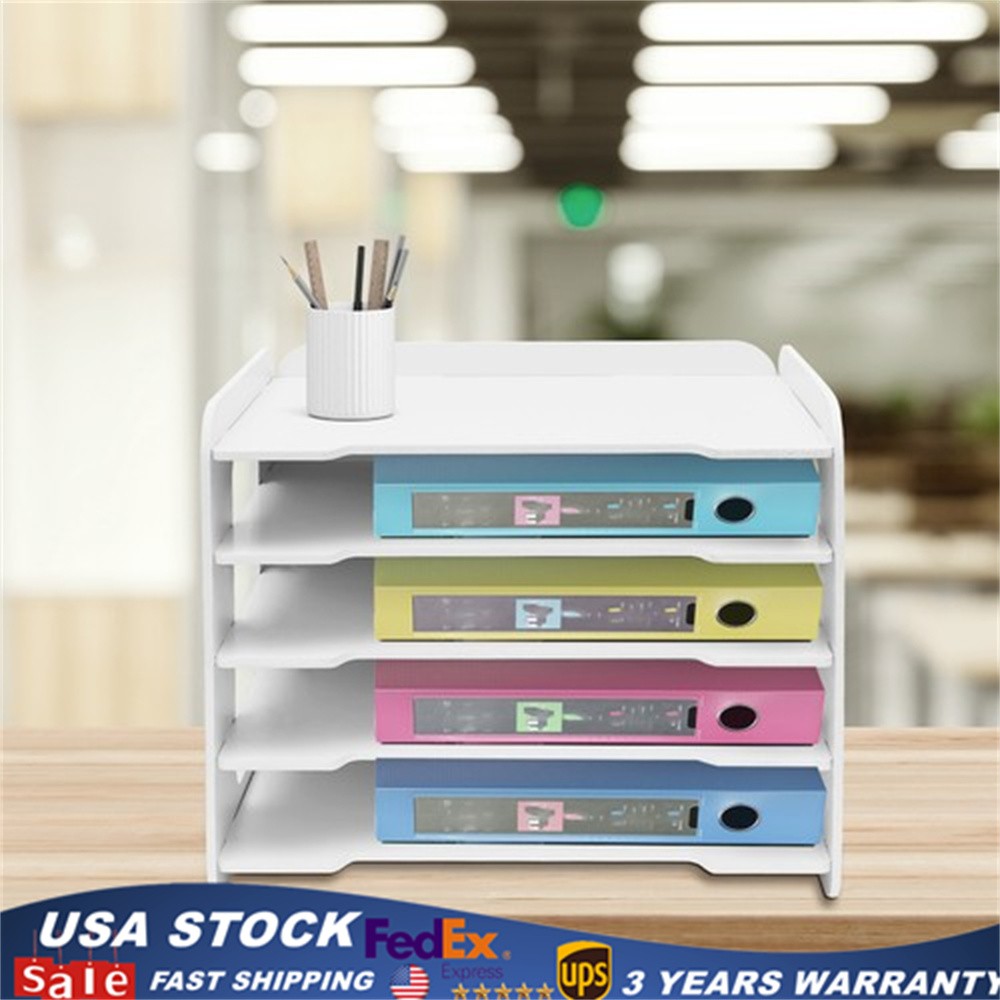 Stackable File Organizer Tray Desk Desktop Paper Document Tray Holder 5 Tiers