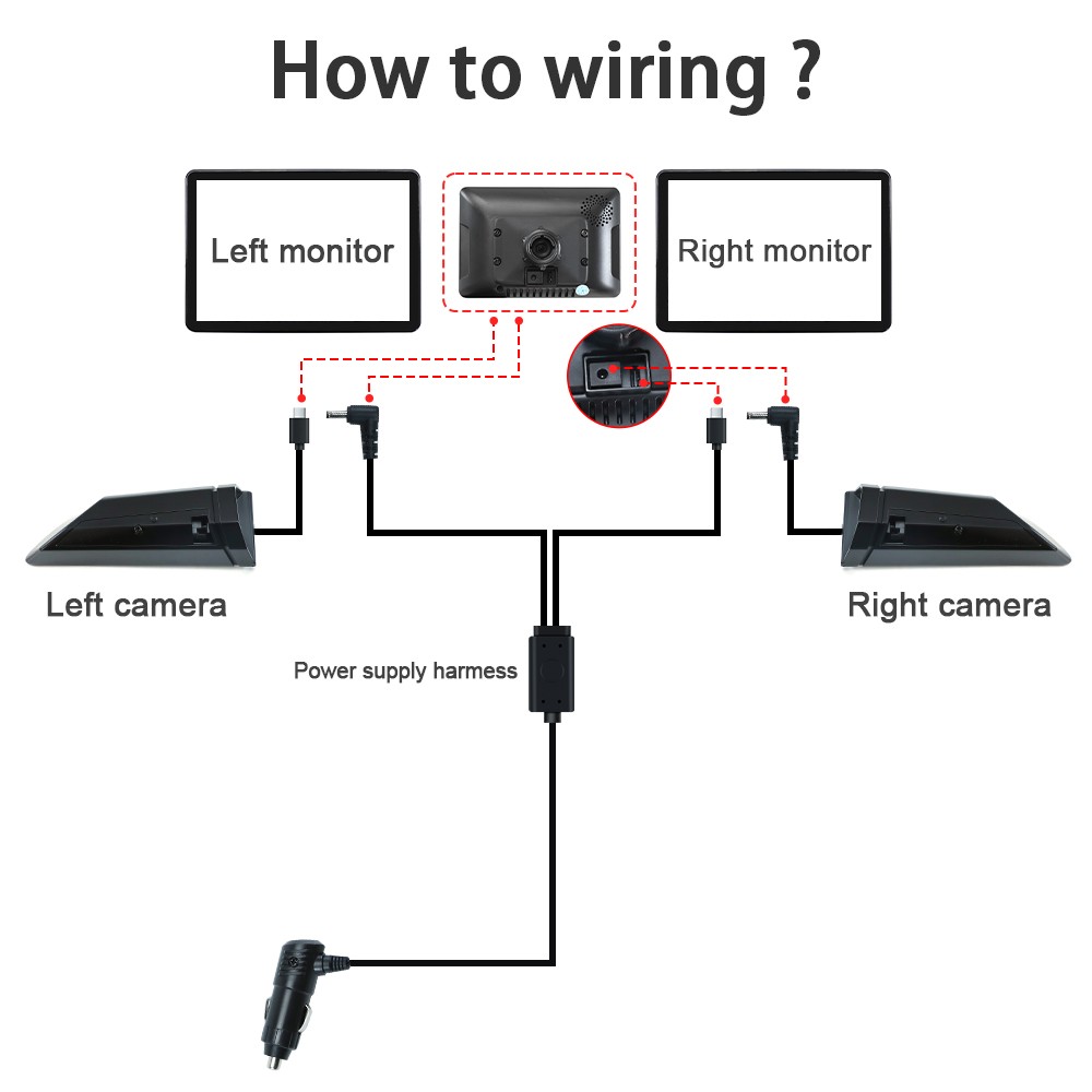 Side View Camera & Streaming Media Dashcam Kit Night Vision Wide Angle IP68