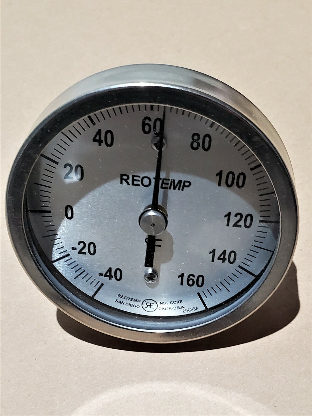 Reotemp AA0251F23 Bimetal Thermometer 3" Dial 2.5" Stem 1/2" NPT -40 to 160 F