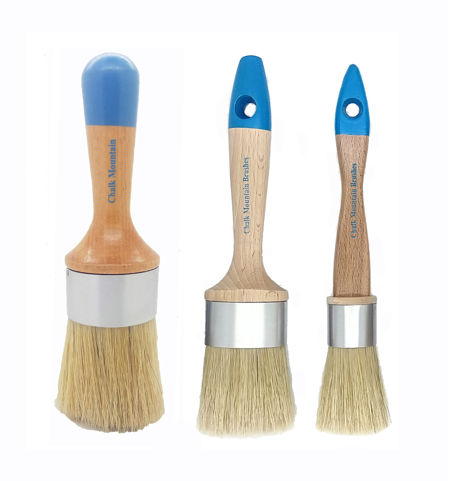 Chalk Paint Brushes Kit 3 Boar Bristles Paint & Wax Brushes. 3 Sizes/Styles