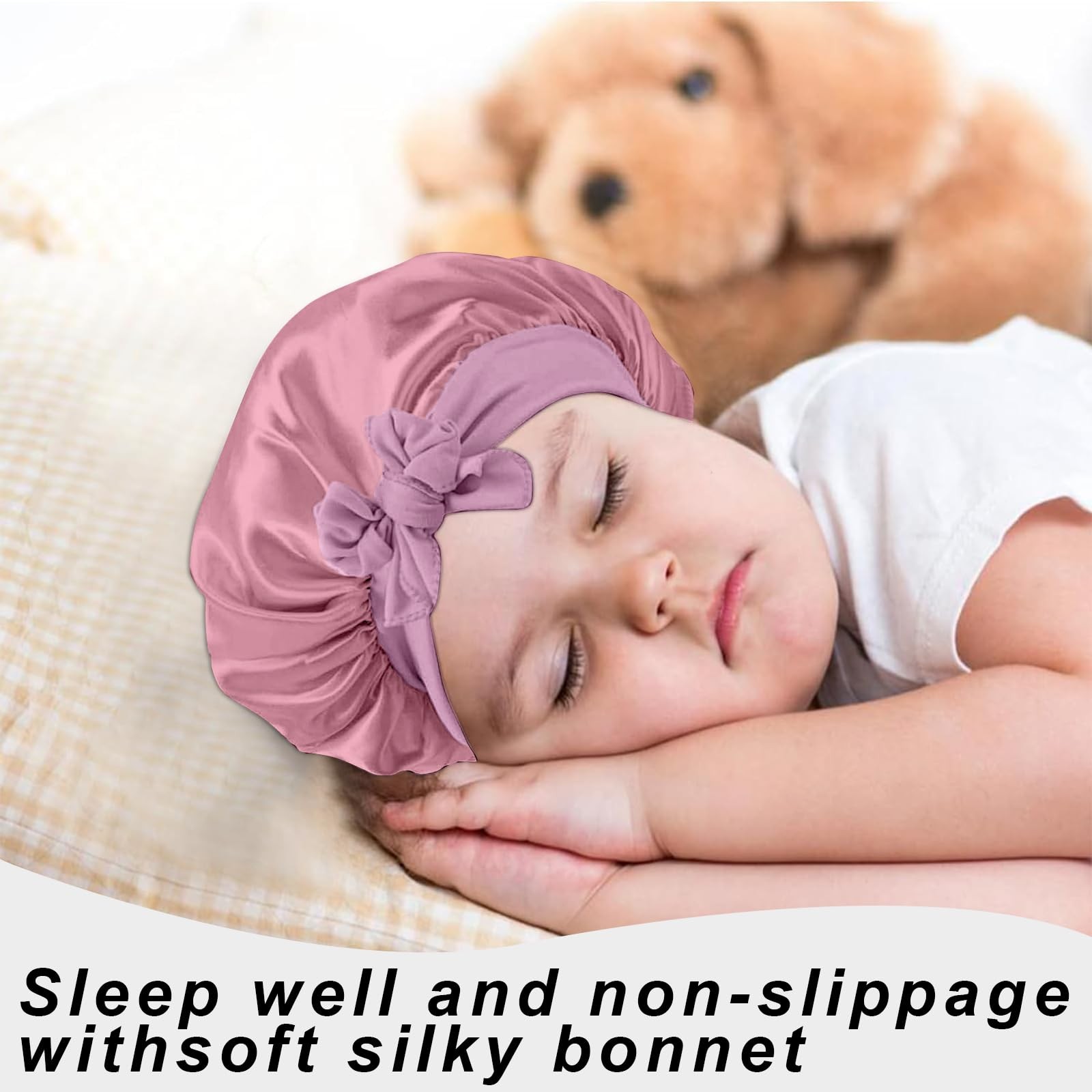 3 Pack Kids Silk Satin Bonnets Toddler Caps for Sleeping Curly Hair Boys Girls
