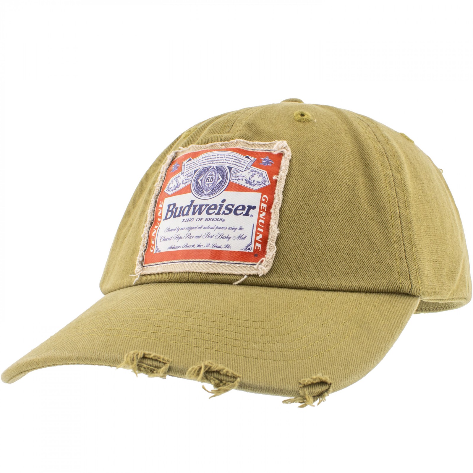 Budweiser Traditional Label on Olive Snapback Hat Green