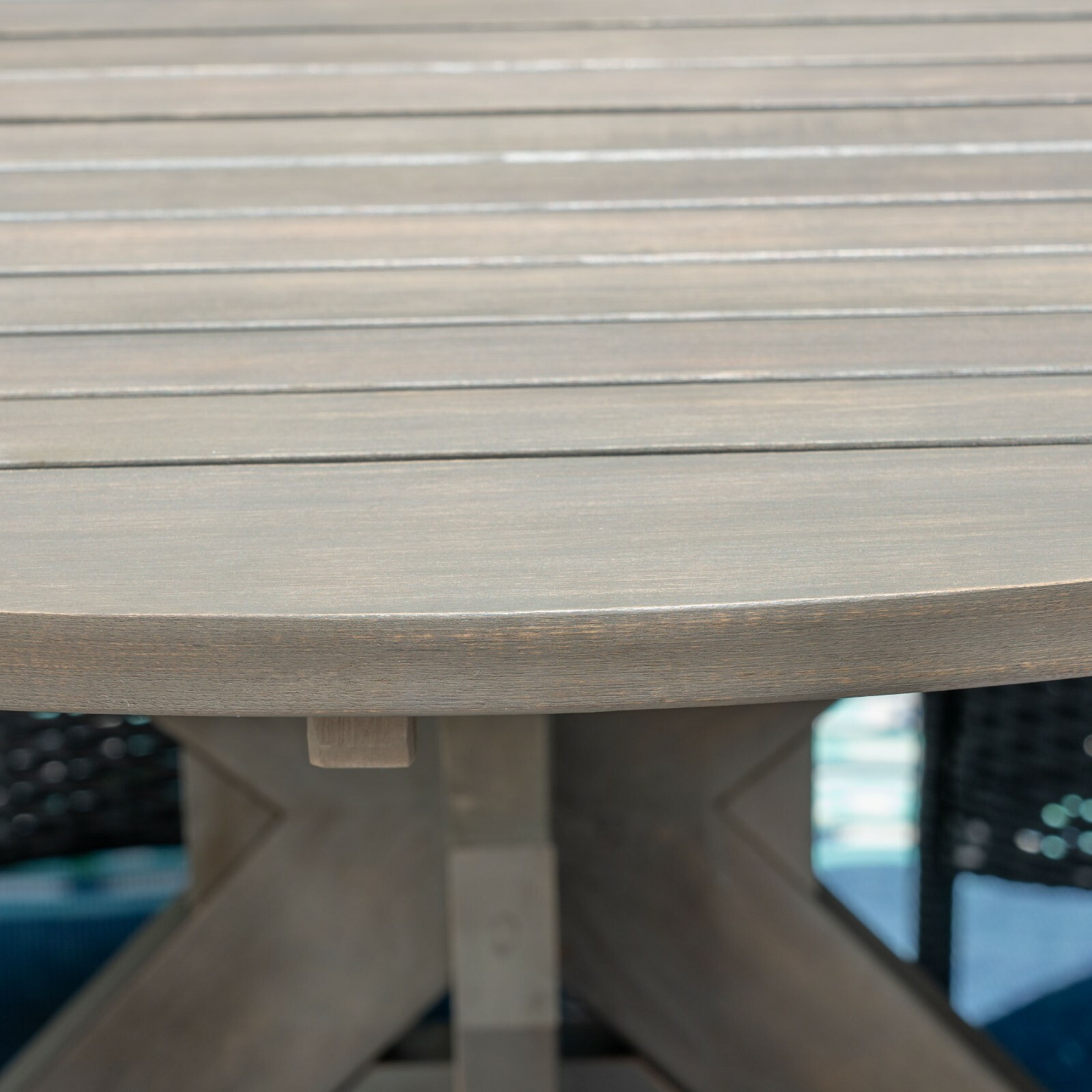 Key Outdoor 5 Piece Wood and Wicker Dining Set, Gray and Gray