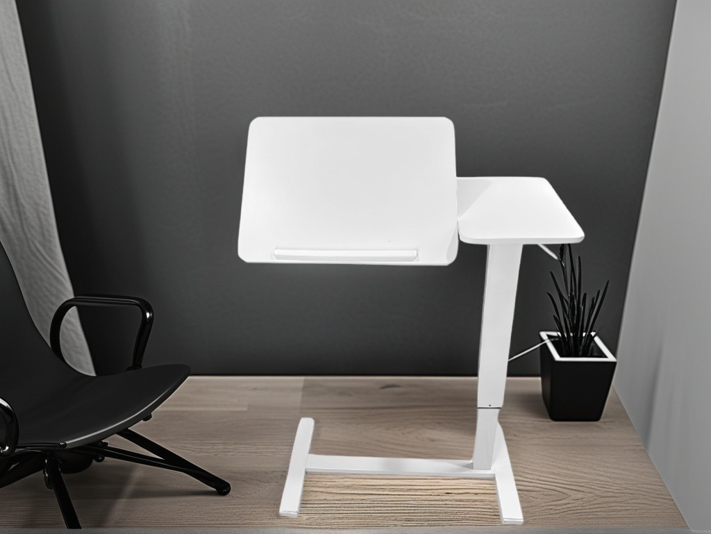 Modern Height Adjustable Overbed Table Side Table Tilting Bedside Desk w/ Wheels