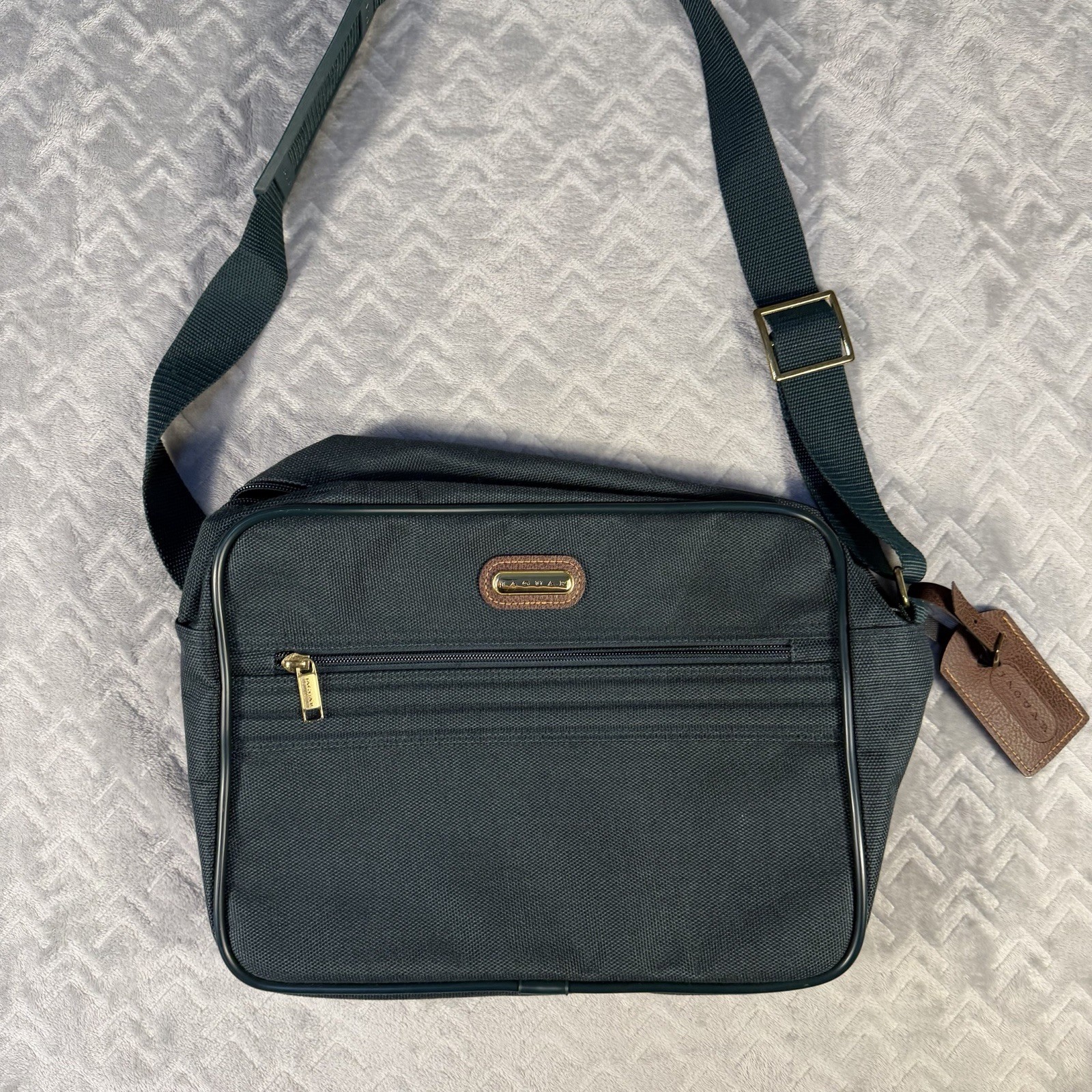Jaguar Overnight Carry-On Shoulder Bag Dark Green Vintage Excellent