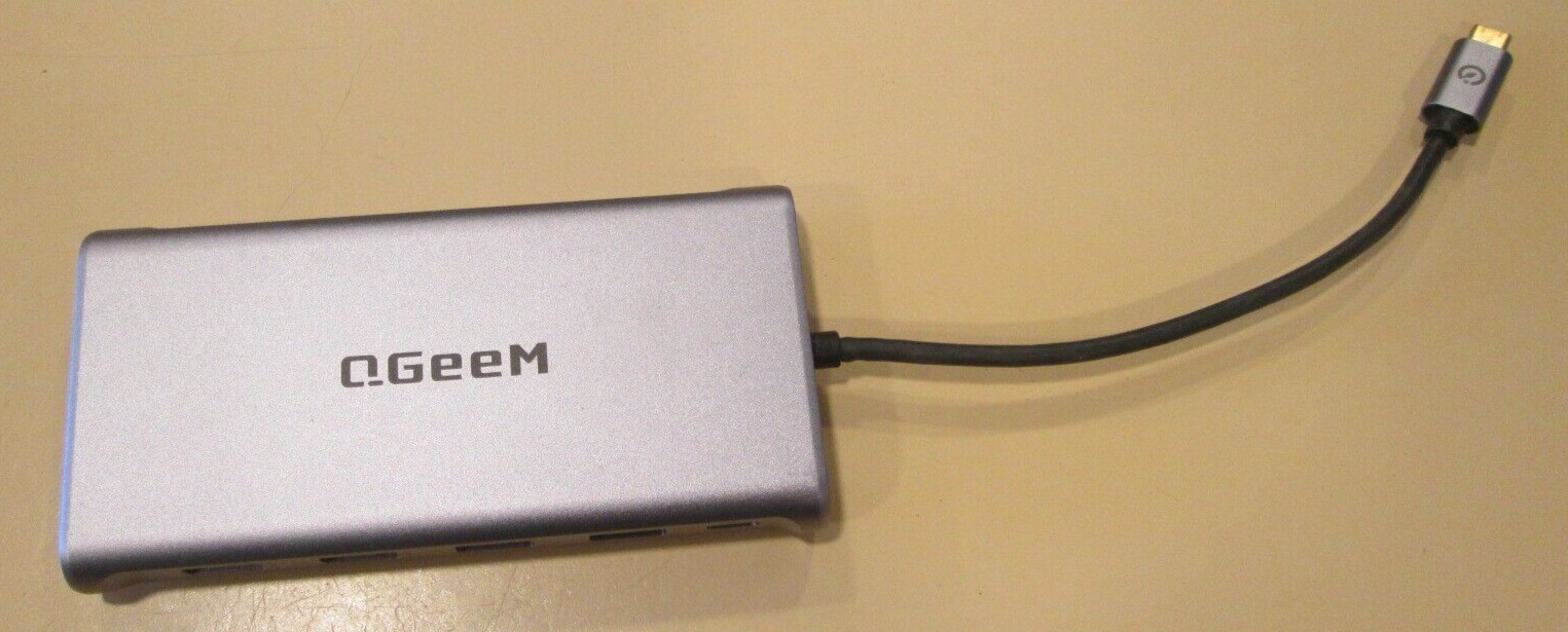 QGeeM 12in1 USB C Hub Laptop Docking Station Dual Monitor Triple Display HC1203