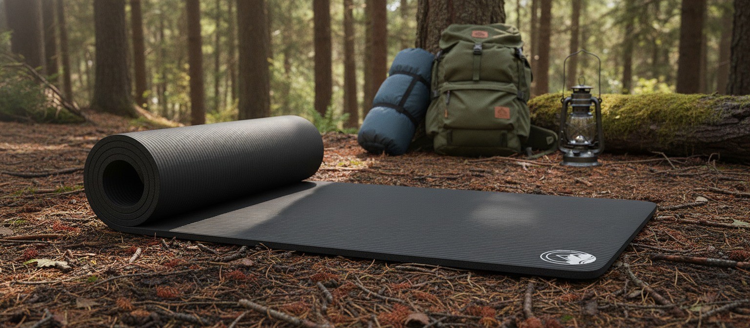 Foam Sleeping Pad, 72 x 24 x 1 in, Black, Waterproof, Non-Slip, Carrying Strap
