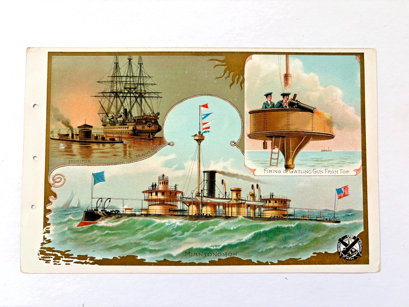 Spectacular Color Book Plate of "Minnesota" (1885) and Miantonomoh" (1874)  *