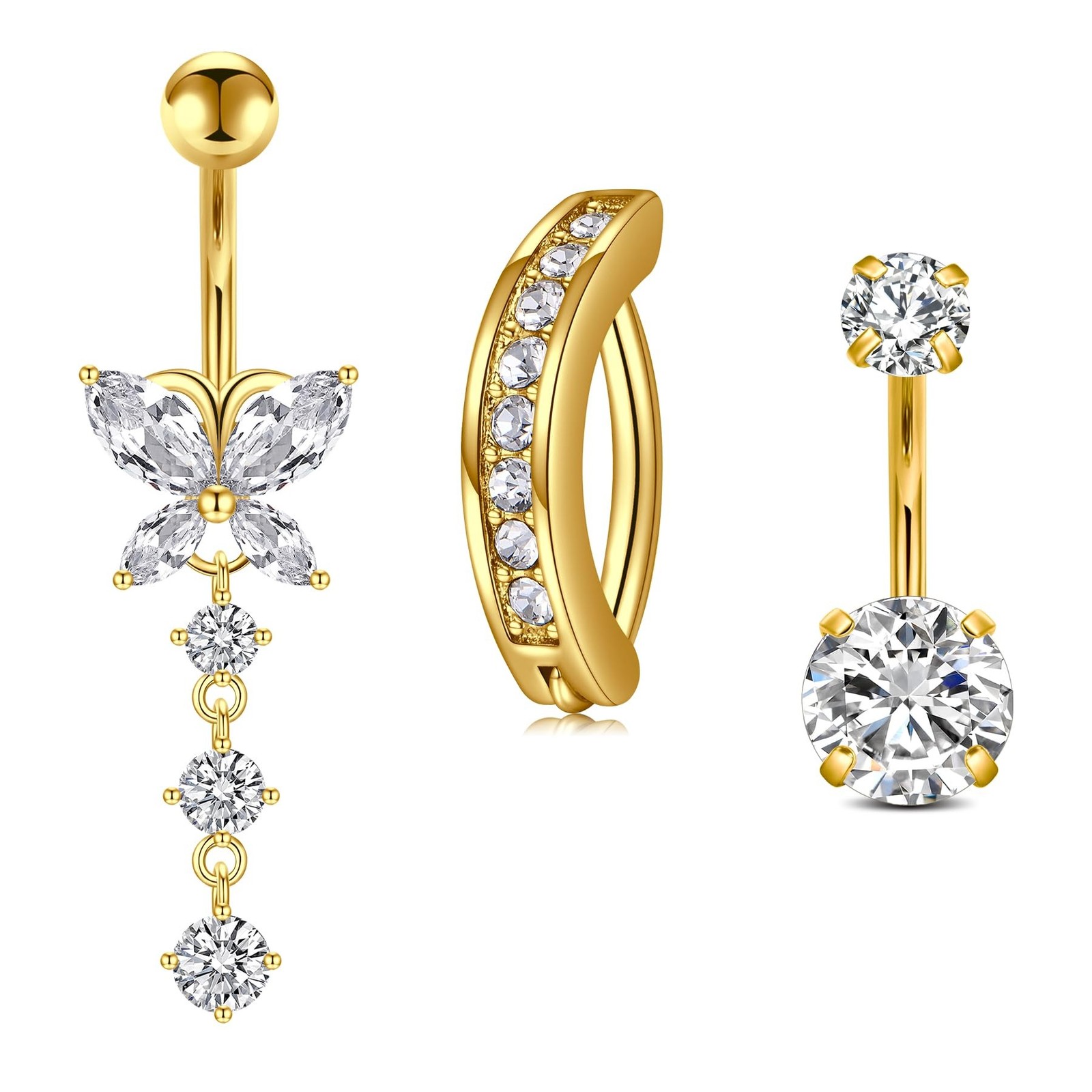 Mayhoop 14G Belly Button Rings 316L Surgical Stainless Steel Dangle Clicker B...