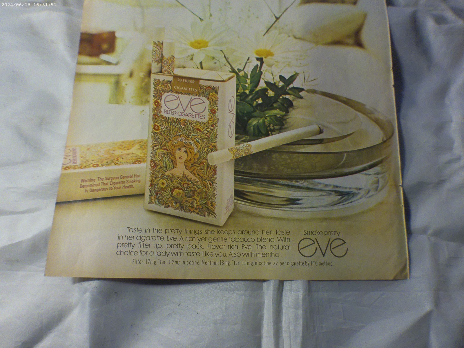 1971 Eve Cigarettes Print Ad 10" x 13"