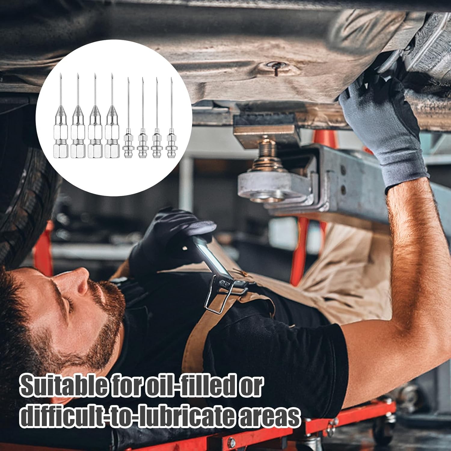 4pcs Grease Needles & 4pcs Needle Point Tip Grease Fitting Adapter Tools, Used i