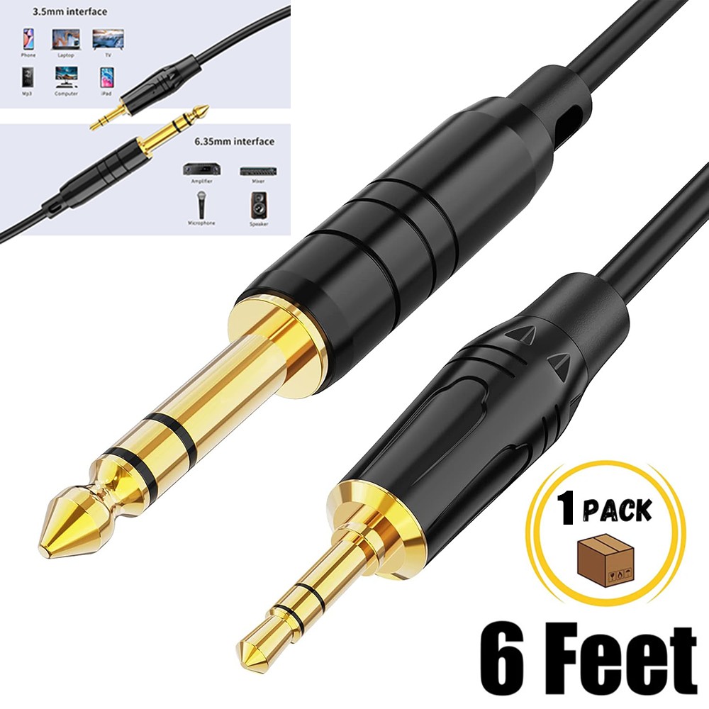 3.5mm 1/8 Male to 6.35mm 1/4"Male TRS Stereo Audio Cable for Speaker Guitar Cord