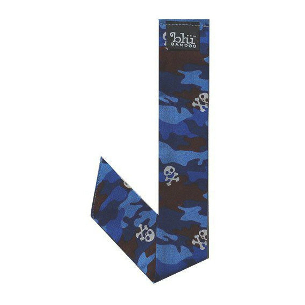 Blubandoo Cool Tie Scarf  with Water Activated Crystals - Blue Camo Skulls