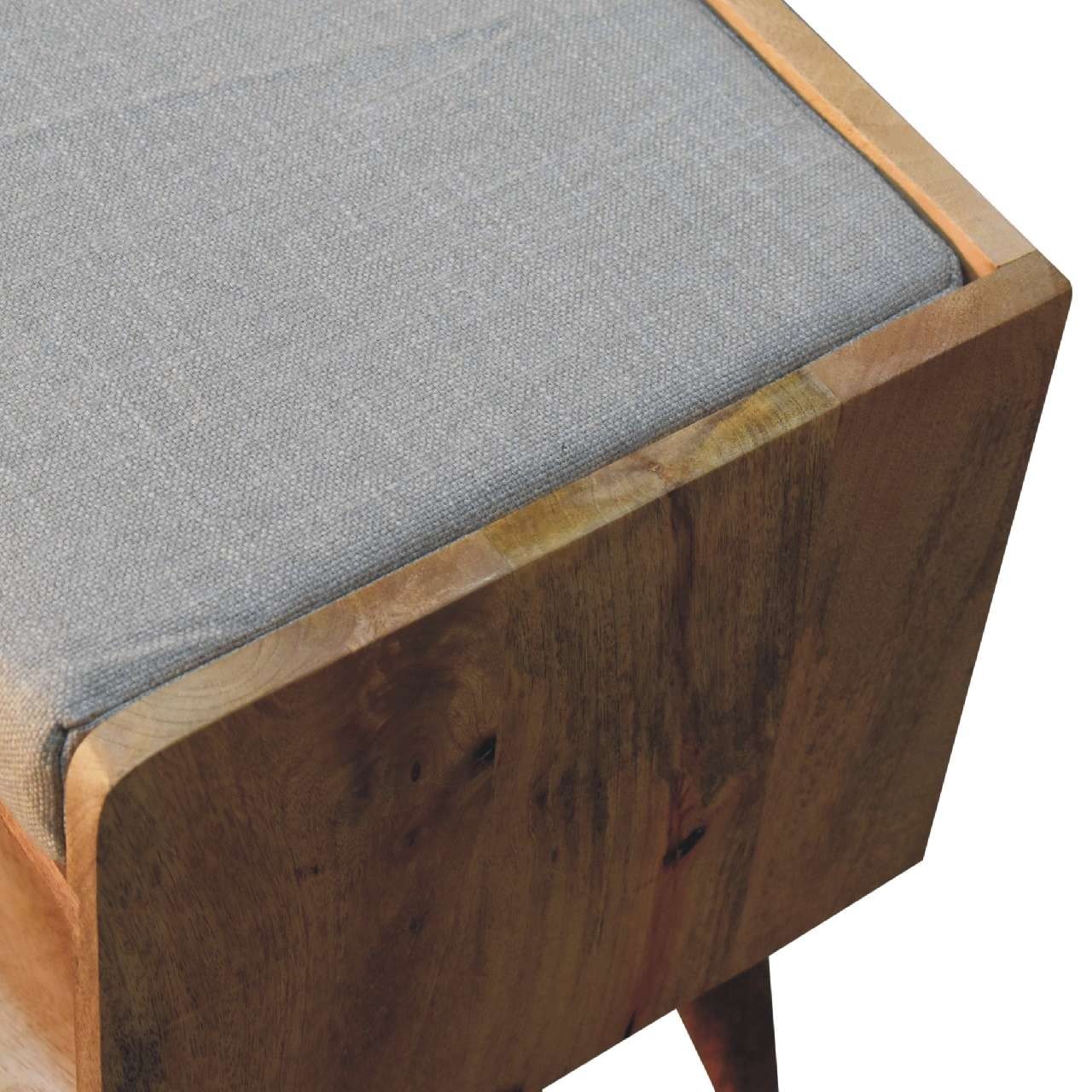 Oak-ish Nordic Storage Bench with Linen Seat