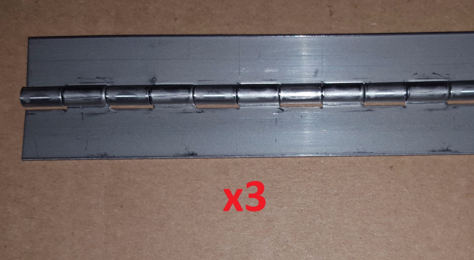 3 Pc .050 Stainless Steel Piano Hinge 19 x 1-1/2 Cabinet/Door/Boat Continuous