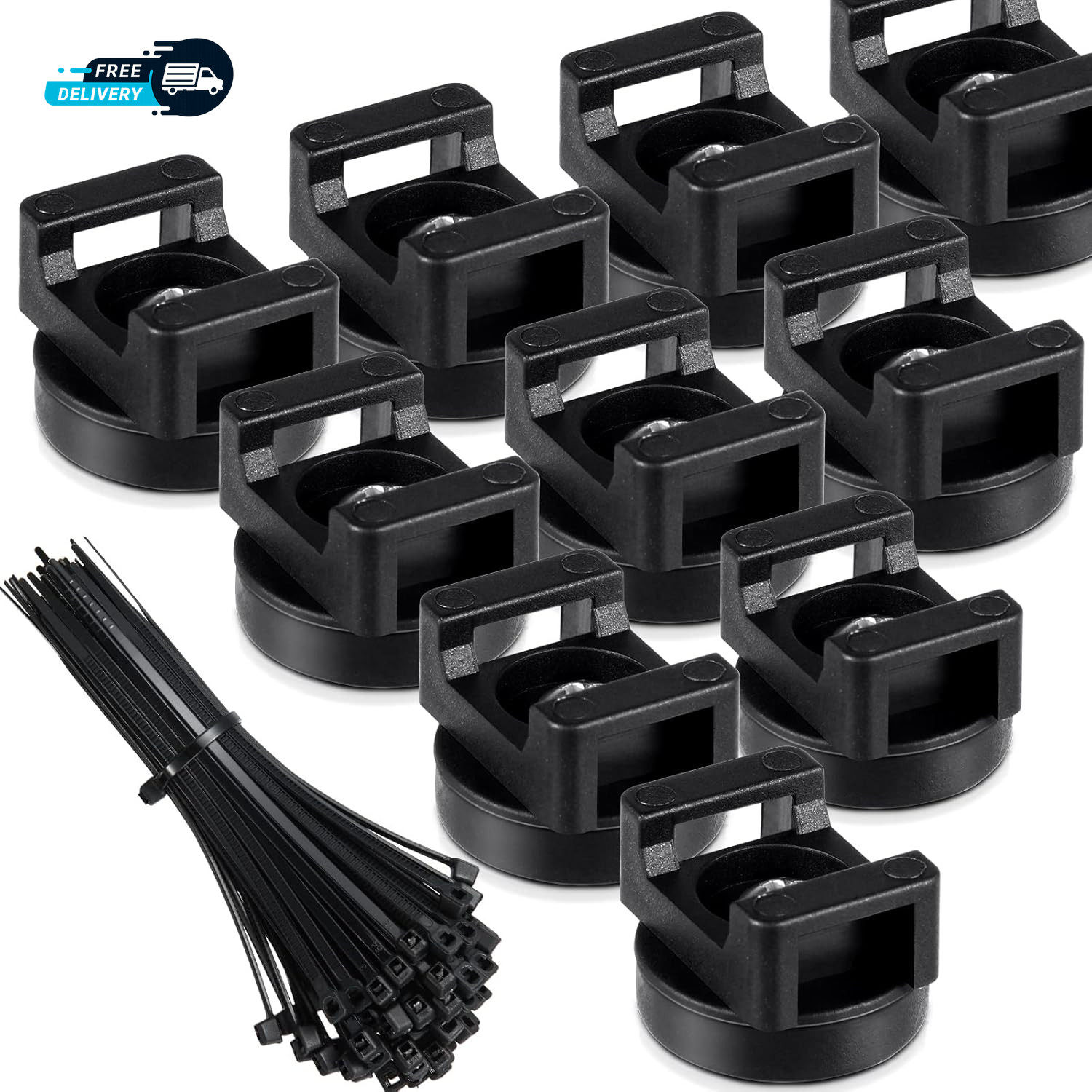 60 Pieces Magnetic Zip Tie Mount Multipurpose Cable Holder Magnets  Bases