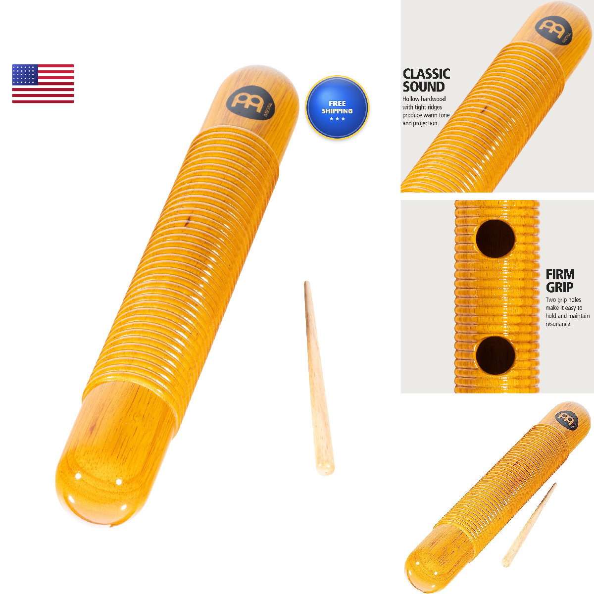Meinl Percussion Wood Guiro Scraper And Grip Holes Not Made In China For Latin