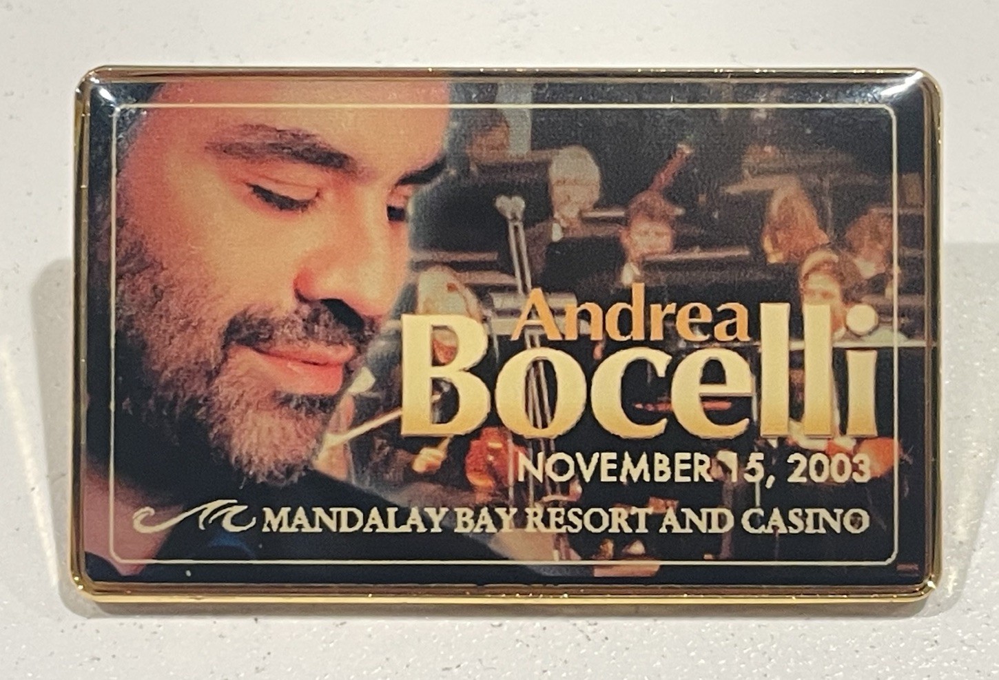 2003 Andrea Bocelli Mandalay Bay Resort Casino Concert Pin Las Vegas NV