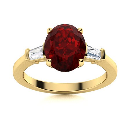 Sterling Silver January Birth Garnet Gemstone Three-Stone Ring Jewelry