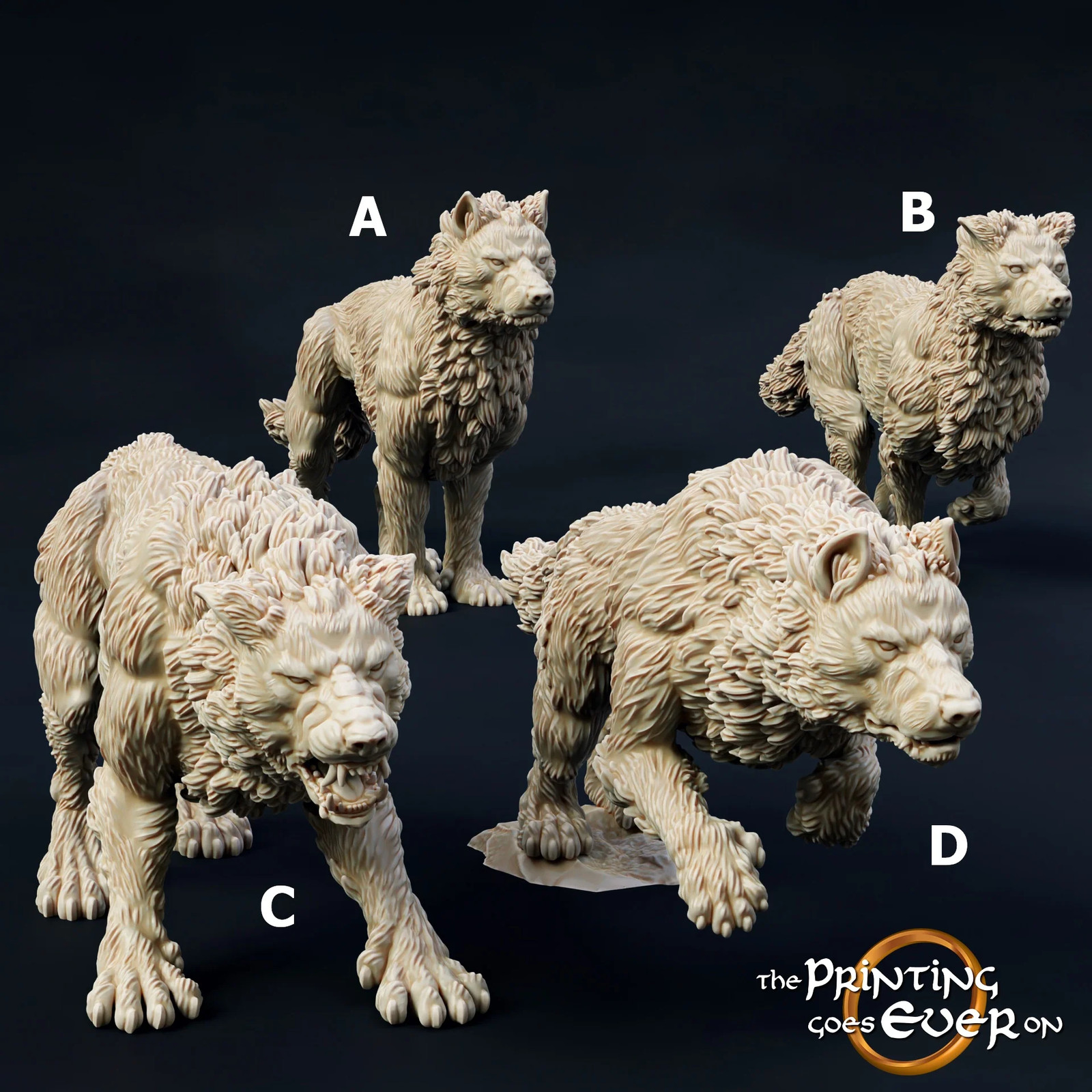 Wargs (Set of 4) - 28-32mm Orc Spawning Pits - Resin Tabletop Miniatures