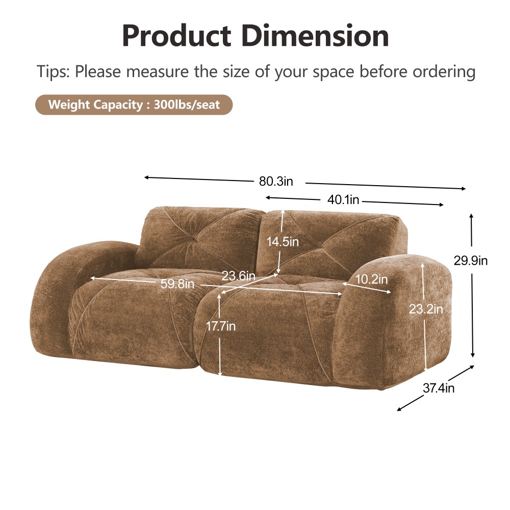 Comfy Velvet Cloud Couch 4-Seater Modular Sofa Set No Assembly
