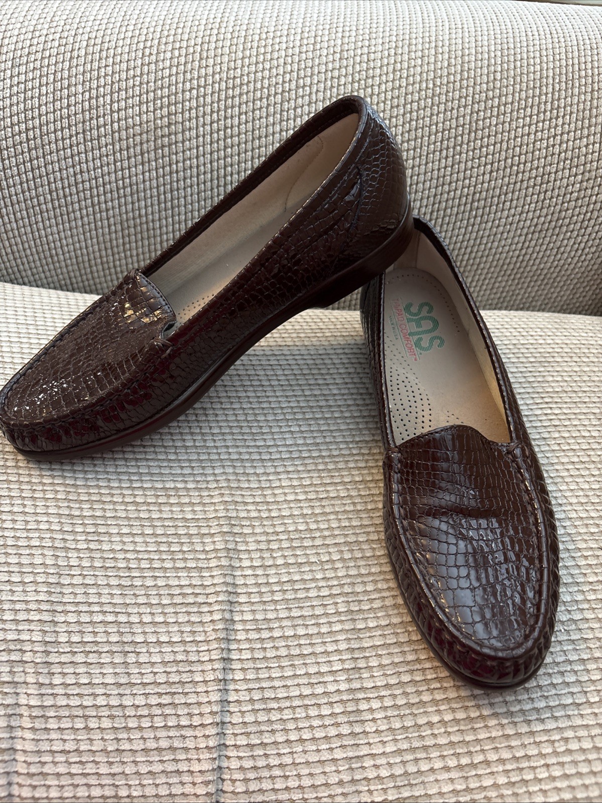 SAS Simplify Tripad Comfort Crocodile Embossed Leather Loafers 9 S excellent