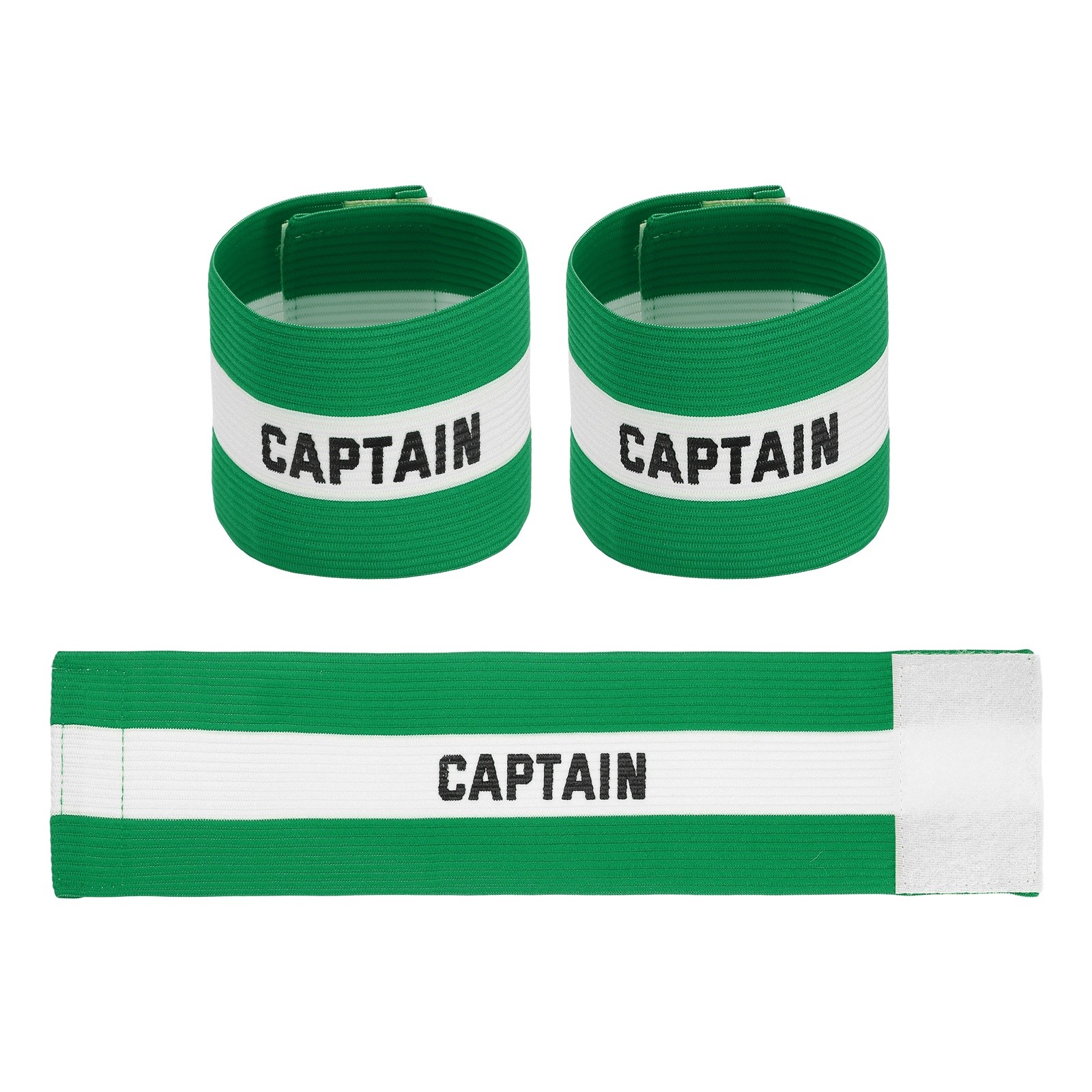 3Pcs Soccer Captain Armbands,  Adjustable Captain Bands, Green&White