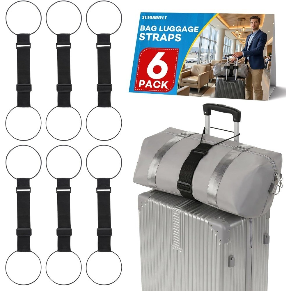 6 Pack Adjustable Multi Use Luggage Connector Straps for Suitcases | Strong