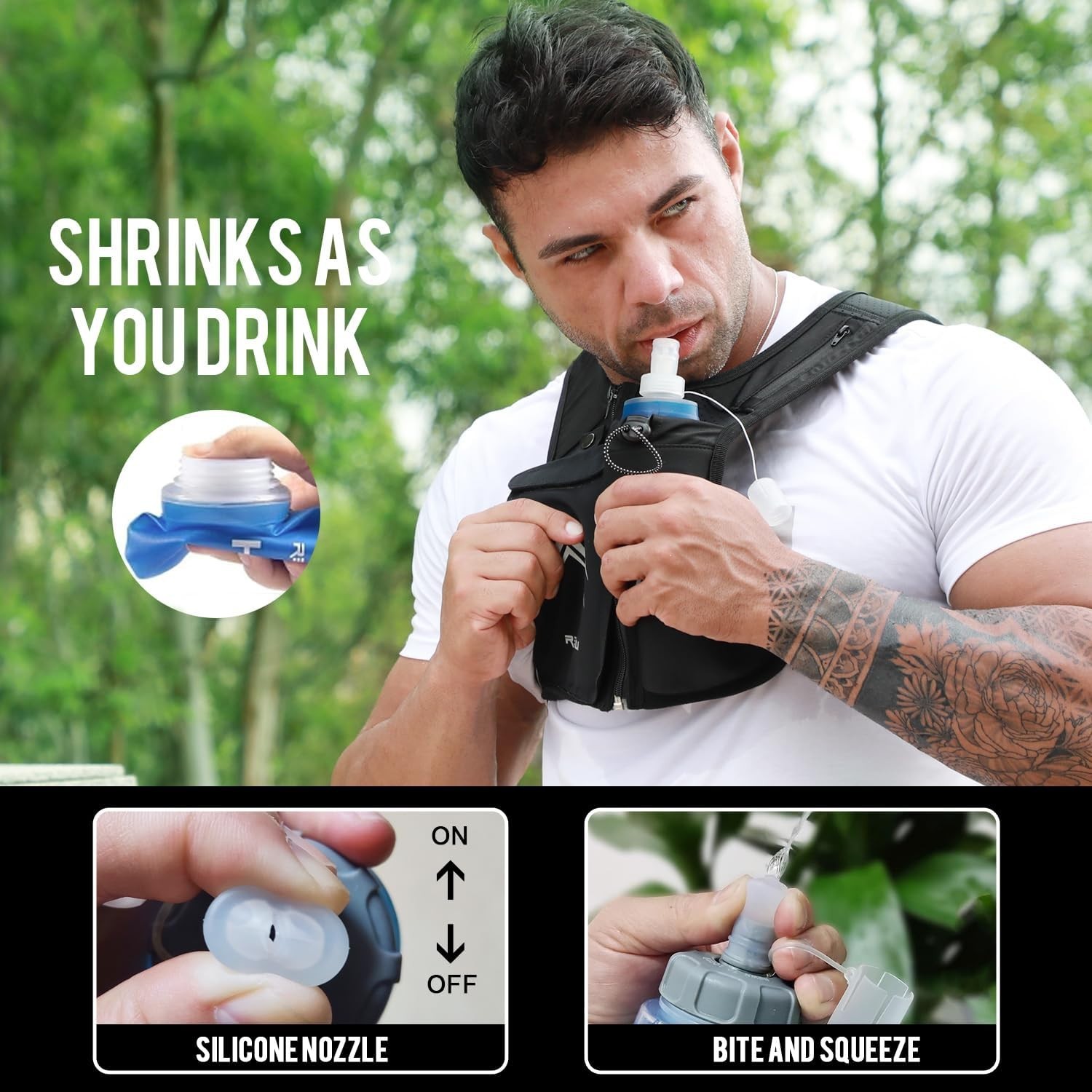 Reflective Running Vest with 500ml Hydration Bottle & Adjustable Fit for Comfort