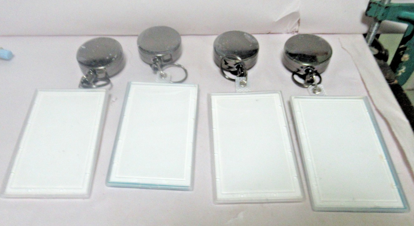 4 Retractable Badge Reels ID HOLDERS With Belt Clip Key Ring Heavy Duty Metal
