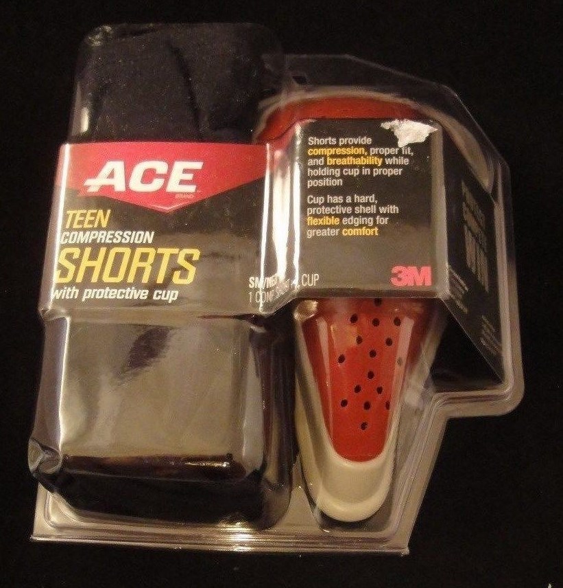 ACE TEEN Compression Shorts with Protective Cup SM/MED