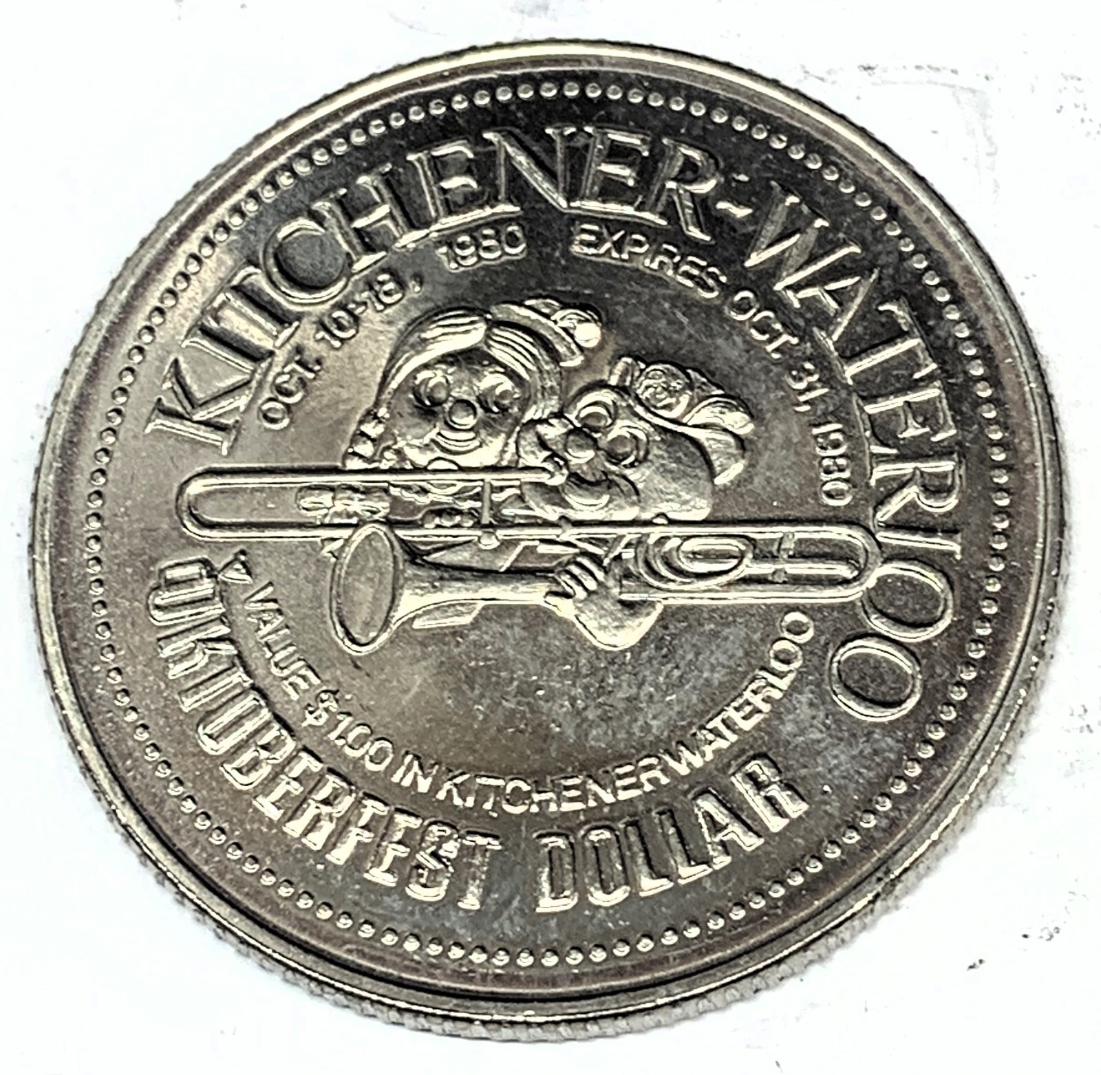 # C5156   KITCHENER - WATERLOO,  ON., CANADA TRADE DOLLAR  COIN,  1980