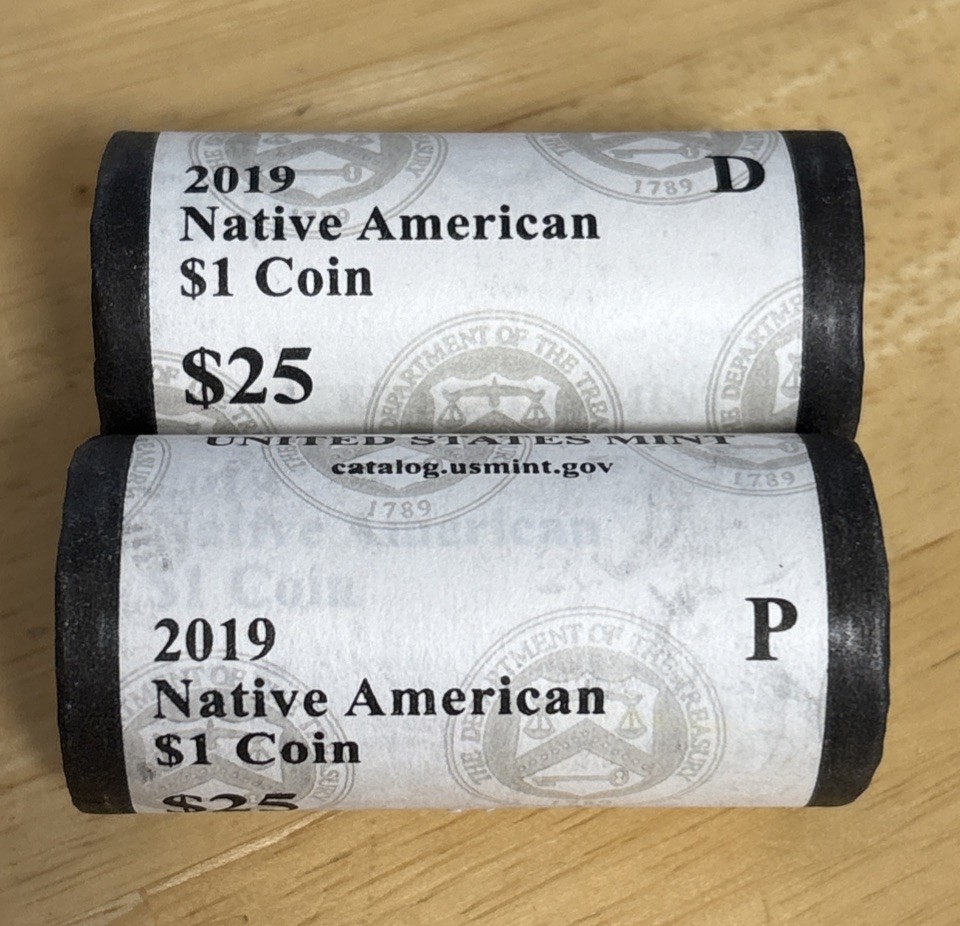 2019-P & D Sacagawea Native American Dollar US Mint Sealed Coin Rolls Space 🚀