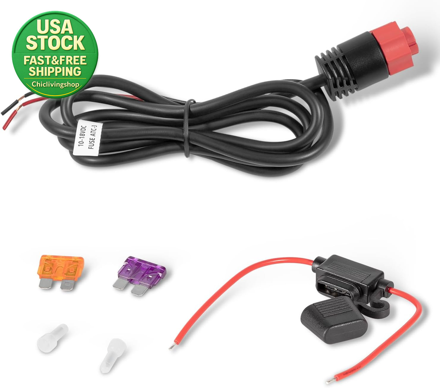 Power Cable Replacement for Lowrance HDS Elite Ti Hook 3 Foot 2-Wire