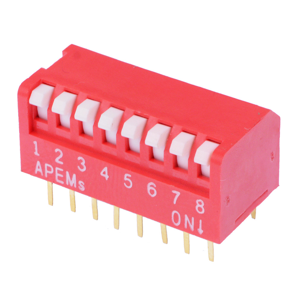 NDP08TV APEM 8-Way Piano DIP Switch 2.54mm SPST