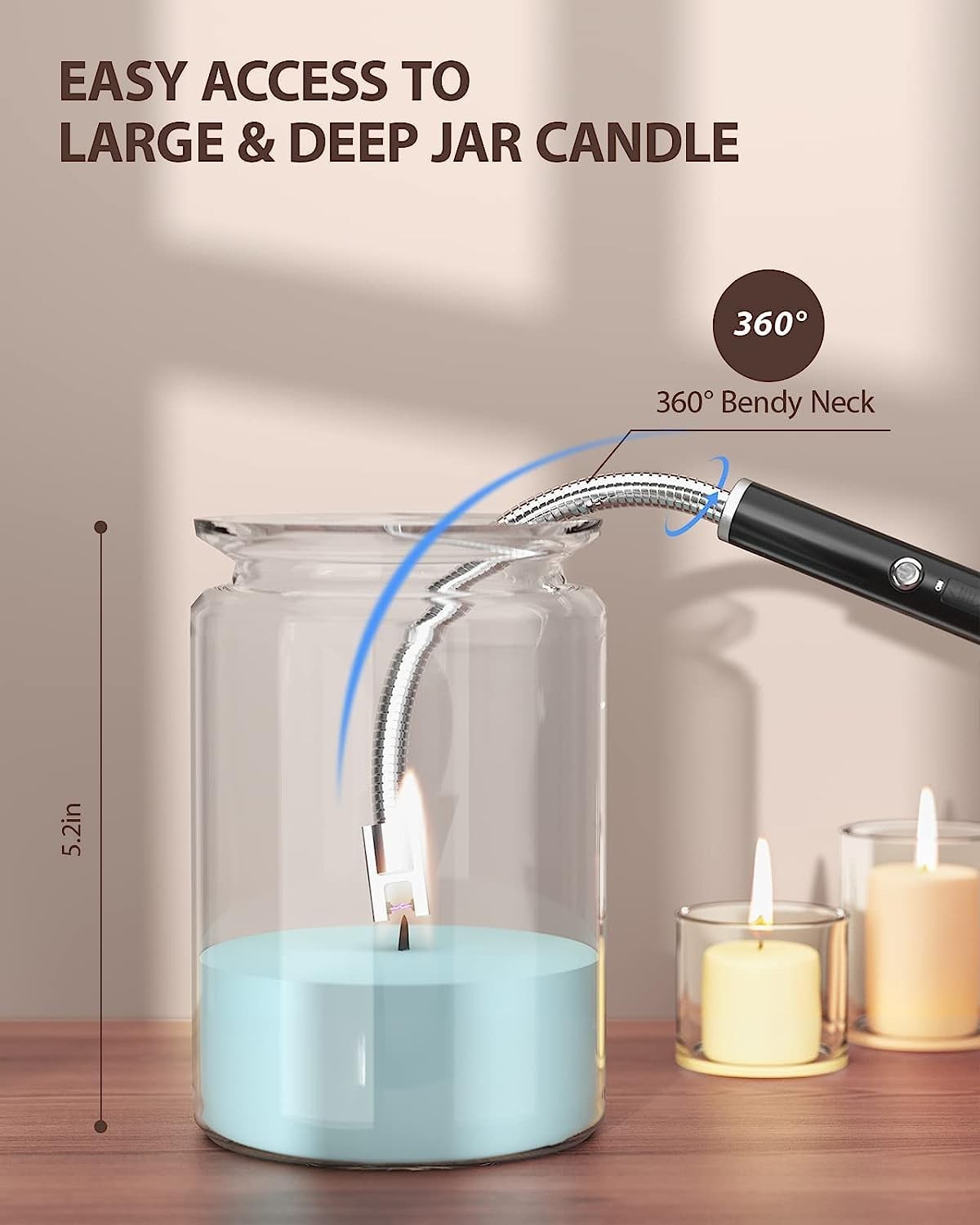RONXS Candle Lighter, Electric Rechargeable Type C Lighters A-black