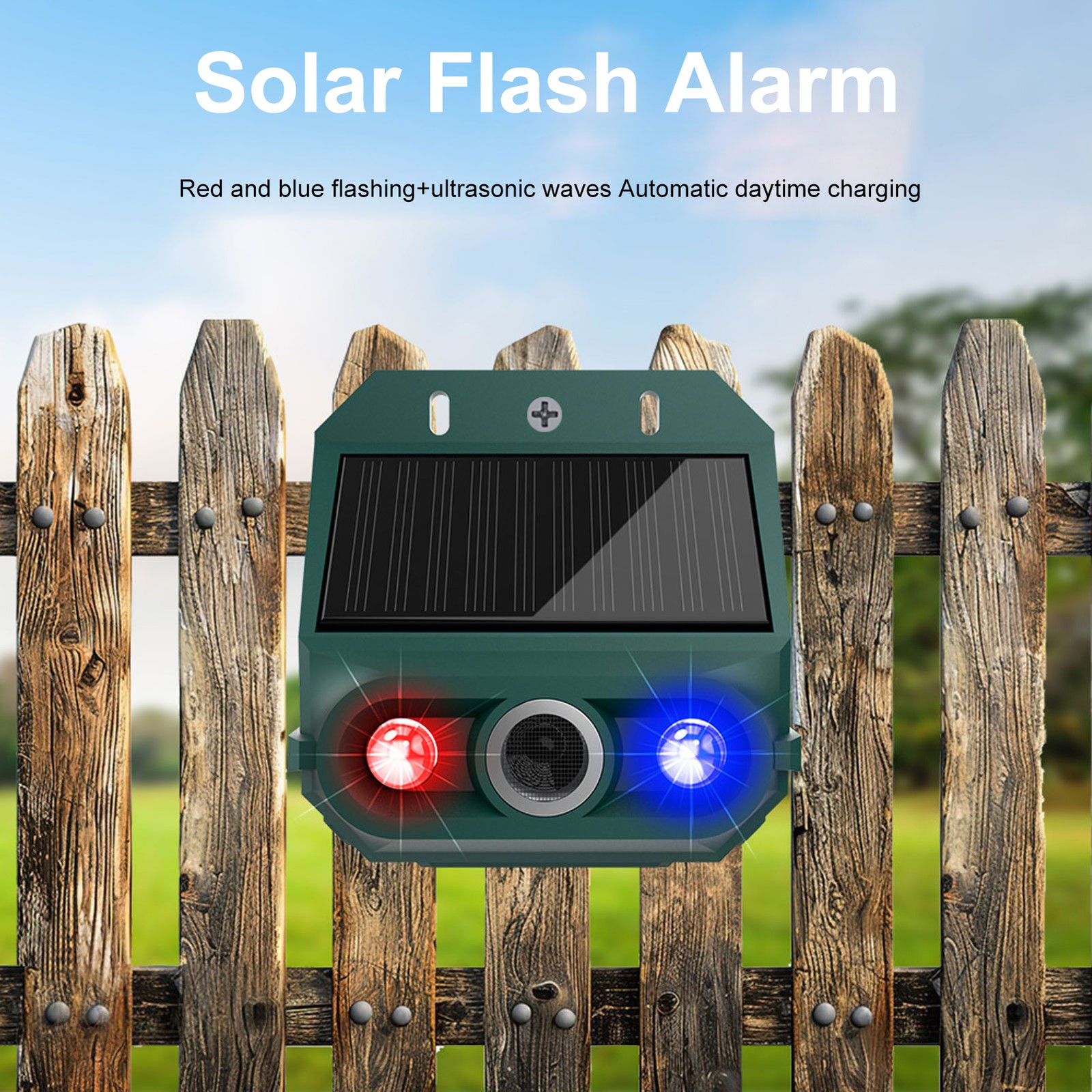 2-Solar Motion Sensor Alarm With Strobe Light For Outdoor Security