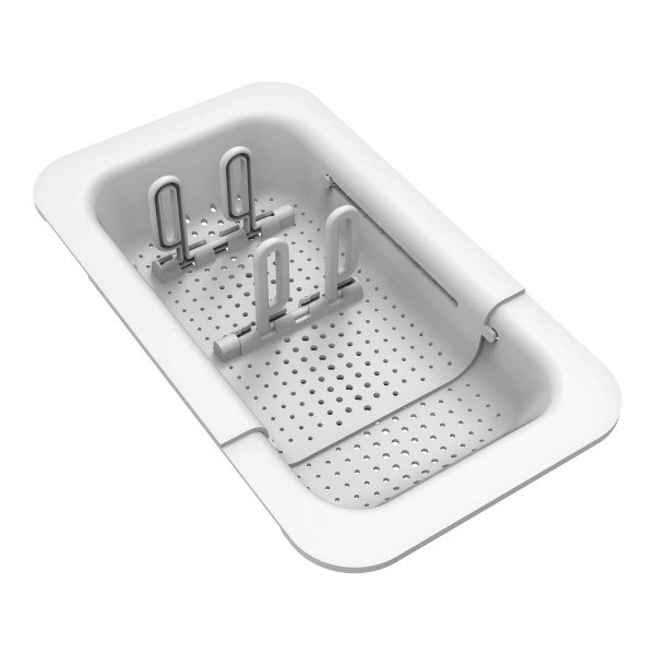 Plastic Adjustable Sink Cleaning Caddy: White, 12" Height, 2 lbs