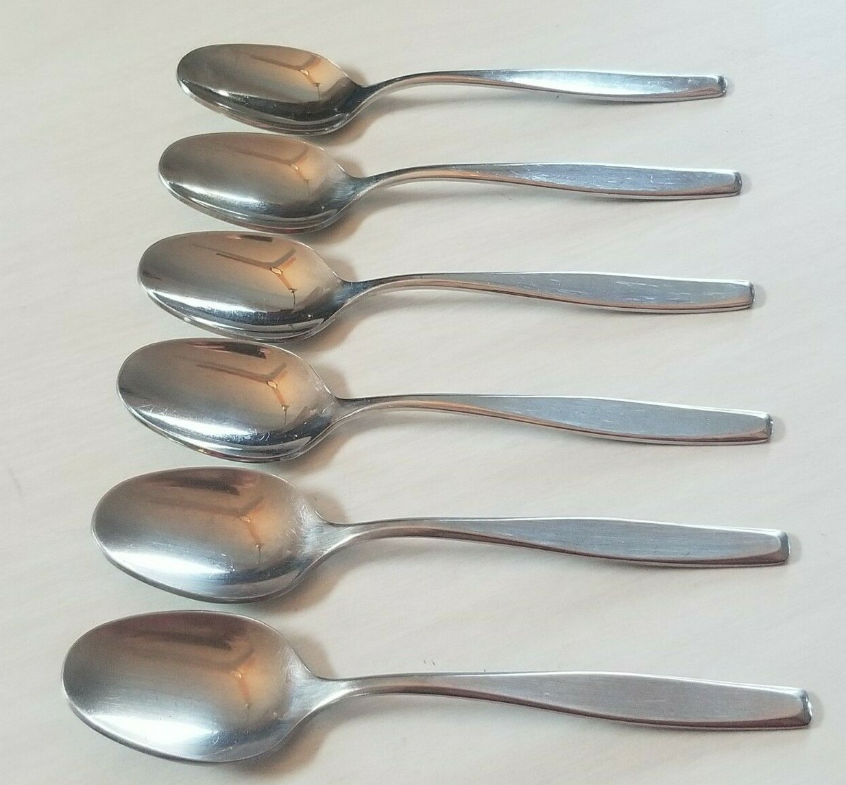 6 International AMERICAN CHARM Stainless Teaspoons 5 7/8" USA IS FREE SHIPPING
