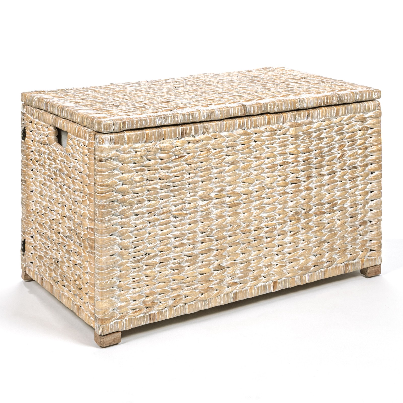 happimess HPM9005 Anada 30"W Water Hyacinth and Wood Collapsable - White