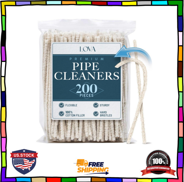 Lova Pipe Cleaners Bulk (200 Hard Bristle) Easily Cleans and Craft! Arts and Cra