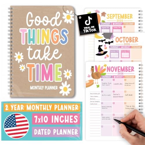 2026-2027 Monthly Planner - 2 Year Monthly Planner 2026-2027, Kraft Colorful