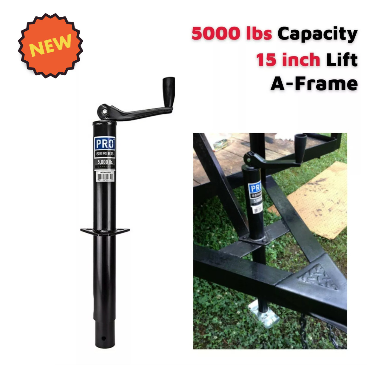 Heavy Duty A-frame Topwind Trailer Jack Tube 5000lb 15in Lift Travel RV Truck