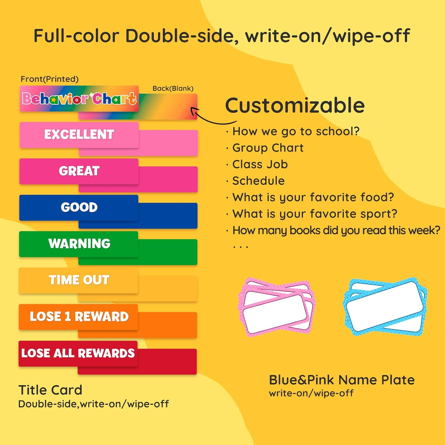 Behavior Chart for Classroom 46 ½" H x 17¼" W Student Behavior Incentive Pocket