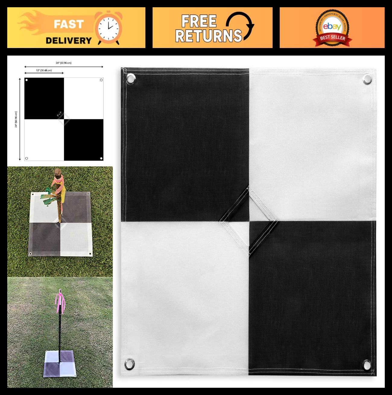 24x24 Drone Ground Control Points - UAV Aerial Targets for Mapping & Surveying (